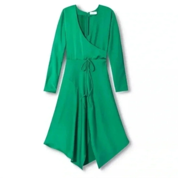Cushnie for Target Women’s Sz 2 Faux Wrap Asymmetrical Hem Midi Dress Green NWOT - Picture 8 of 8
